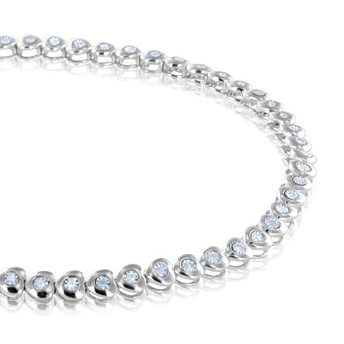  Sterling Silver Heart Shaped Diamond Tennis Bracelet -0.50 cttw - 7 inch