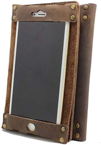 Iphone 6 Plus 6s Plus Leather Case,TUZEER Wallet Case-100% Handcrafted Genuine Natural Leather Case for Iphone 6 Plus 5.5 Inch with Cash and Credit Card Id Holders-minimalism Design-Brown