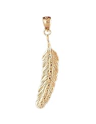 14K Yellow Gold Feather Pendant