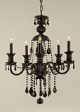 JET BLACK CRYSTAL CHANDELIER LIGHTING H30 x W24