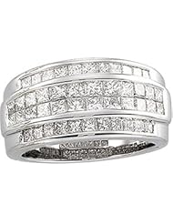 14K White Gold 2 ct tw Invisible Set Diamond Ring: Size 8