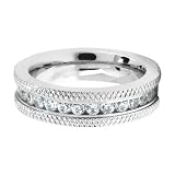 316L Stainless Steel Wedding Band Ring With High Quality Cubic Zirconia Stones - Size: 9, 11, 12