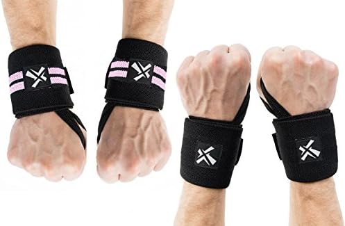 Crossactiv Supportsystem Wrist Wraps with Thumb Loop - Twin Pack (2 Pairs) and FREE bag - Crossfit WOD Weight Lifting Protection + Support - For Men + Women (Obsidian Black + Rebel Black Pink)