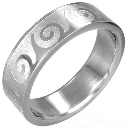 Quality Stainless Steel Wave Design Comfort Ring Size 11 - Mens Wedding Band 6mm