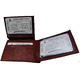 BROWN 3 BILL SLOT & FLIP OUT ID LEATHER MEN'S WALLET