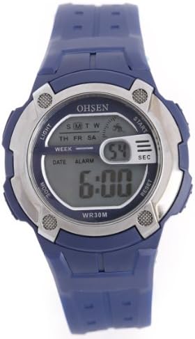 7 Color Backlight New Ohsen Alarm Digital Waterproof Sport Mens Boys Wrist Watch Blue Band