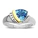S&G Sterling Silver and 14k Yellow Gold Diamond and Trillion Cut Swiss Blue Topaz Ring (0.1 cttw, I-J Color, I3 Clarity), Size 7