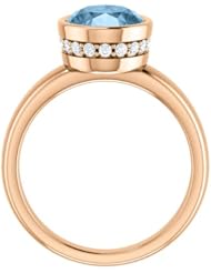 14K Rose Gold 10.00x8.00mm Oval Cut Sky Blue Topaz and Diamond Ring -- LIFETIME WARRANTY