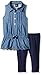 Nautica Girls' 2 Piece Chambray Top with Rope and Lace Trim and Legging Set