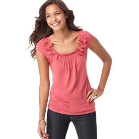 Buy 6 Degrees Top, Scoop Neck Cap Sleeve Ruffle Smocked