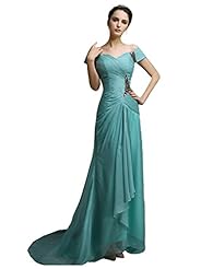 Pleated Off the Shoulder Mother-of-the-Bride Dress 