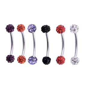 Kadima Body Piercing Jewelry Swarovski CZ Bling Rhinestone Unisex Ball Lot of 3 16G 3/8