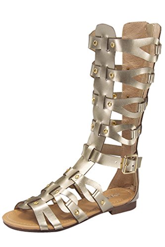 Atta 07K Little Girls Strappy Gladiator Comfort Flat Sandals Gold