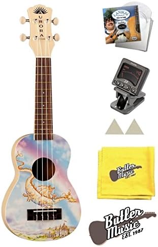 Luna AR2 UKE DRAGON Aurora Ukulele w/Tuner Felt picks, Strings and Polish cloth