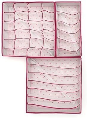 1 Set Foldable Drawer Dividers Folding Storage Box for Underwear Sock Bra Ties Organizer Container Closet Decor (Rose Red)