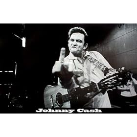 Johnny Cash Poster ~ Giving the Finger ~ San Quentin ~ Exclusive U.K. Import ~ 24x36"