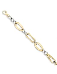 14k Two Tone Polished Fancy Link Bracelet Length 7.5"