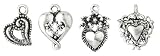 Blue Moon Plated Metal Dangle Charms, Silver Medium Heart Assortment, 10/Pkg