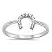 Good Luck Horseshoe U Clear CZ Unique Ring .925 Sterling Silver Band Sizes 4-10