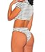 Shawhuwa Womens Sexy Striped Open Back Cap Sleeves Bodysuit S White