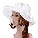 Vbiger Women's Summer Flat Large Wide Brim Gauze Kentucky Derby Sun Hat (White)