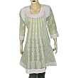 Cotton Womens Clothing Kurtis Light Green Top Chikan Embroidery Size M