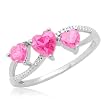 10k White Gold Heart-Shaped Created Pink Sapphire Heart Ring