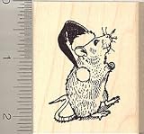 Santa Rat Profile Rubber Stamp - Wood Mounted