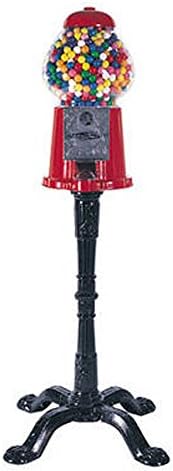 15" Dia. Red Classic Cast Metal Gumball Candy Vending Machine w/ Black Metal Stand