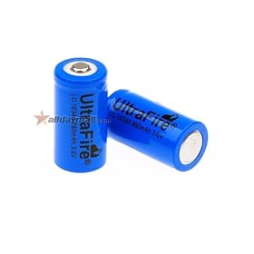 2 x UltraFire 16340 3.6V 880mAh Rechargeable Battery