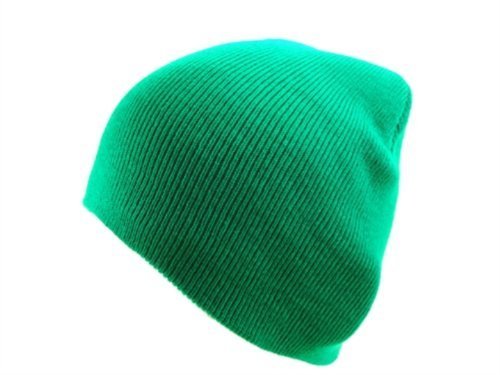Blank Short Beanie Cap- Many Colors Available , Kelly Green
