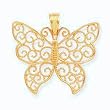 14k Gold Butterfly Scroll Pendant