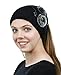 NYFASHION101 Hand Knitted Furry Flowers Winter Headband Headwrap, Black