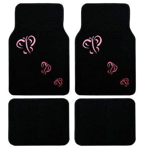 Universal Fit Pink Red Butterfly Carpet Floor Mats