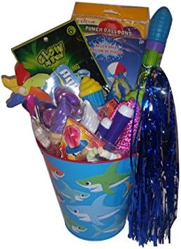 Gift for Girl - Perfect for the Beach Camping Swimming Outdoor Play - Shark Pail Beach Ball Swim Goggles Water Squirter Pom Poms Punch Balls Glow Rings Bubbles Jump Rope