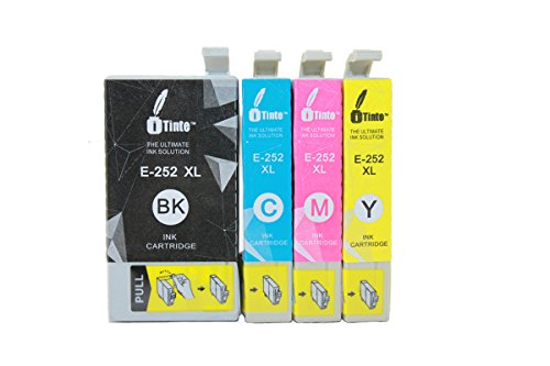 iTinte 252XL Compatible Ink Cartridges (1 Black, 1 Cyan, 1 Magenta, 1 Yellow) for EPSON WorkForce WF 3620, WorkForce WF 3640, WorkForce WF 7110, WorkForce WF 7610, WorkForce WF 7620