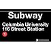 Columbia Metal Subway Sign
