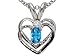 0.27 cts Genuine Blue Topaz and Diamond Heart Pendant - 14kt White or Yellow Gold