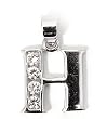 Silver Block Initial Pendant with Cubic Zirconia, Size: 12mm