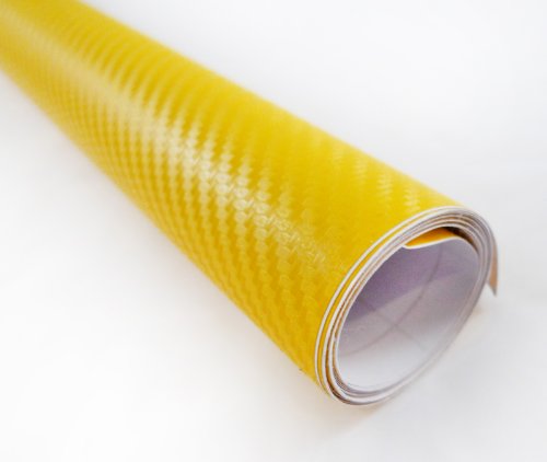 3D Yellow Carbon Fiber Texture Vinyl Wrap Sticker Decal Film Sheet - 48