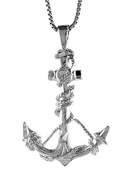 Sterling Silver Mariners Cross Pendant, 1 1/16 inch