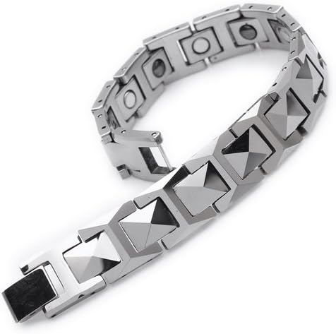 Golf-Pros Polished Tungsten Unisex Magnetic Therapy Bracelet Adjustable 6 to 8 Inches