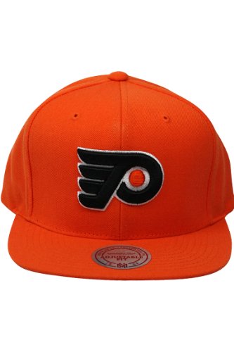 Mitchell And Ness NHL Vintage Solid Philadelphia Flyers Wool Snapback Hat Orange. Size: at Amazon.com