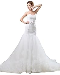 Strapless Sweetheart Mermaid Tulle Floor Length Lace  Natural   Waistline  Dress With a Sash  and Ruffles