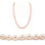 AugustinaJewelry Single Strand 22 Inch 8-9mm pink Oval Shape Freshwater Cultured Pearl Necklace