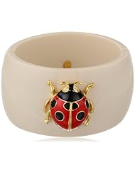 Kenneth Jay Lane Ivory Red and Black Spots Ladybug Cuff Bracelet, 9"