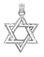 Jewish Charms and Pendants - White Gold Double Star of David