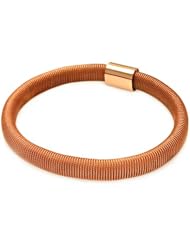 Rose Gold Plated Sterling Silver Italian Band Bracelet Length 7 " Width 7mm Lock Magnetic