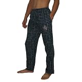 Mens NCAA Georgia Bulldogs Plaid Cotton Thermal Sleepwear / Pajama Pants - Blue & Grey (Size: M)