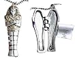 Egyptian Mummy Locket Silver-Tone Pewter Pendant Necklace